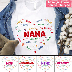 Personalized Gift For Grandma Glitter Custom Name Heart Sweatshirt