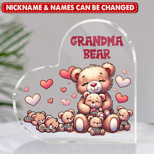 Personalized Grandma Bear With Cute Grandkids Acrylic Plaque