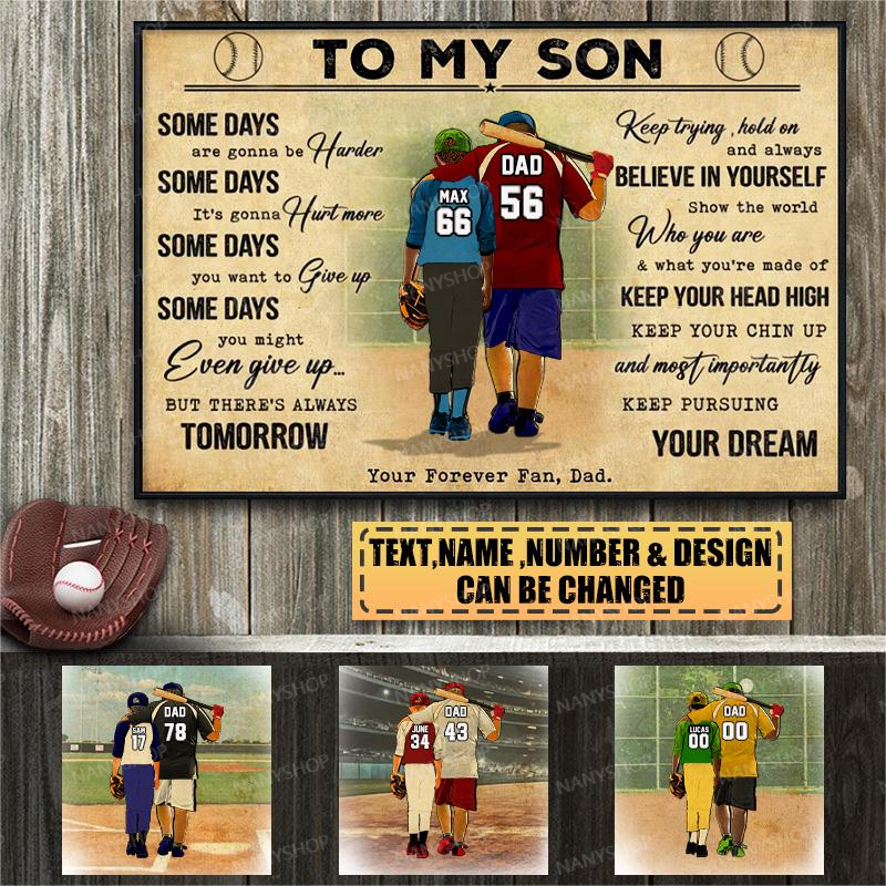 Personalized Baseball To My Son/Grandson-Believe In Yourself Custom Poster/Canvas