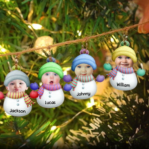 Cute Christmas Snowman Kids Holding Sign Personalized Acrylic Ornament