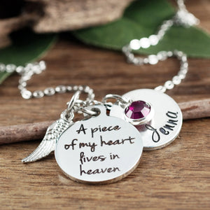 "A Piece Of My Heart"Personalized Birthstone Memorial Necklace