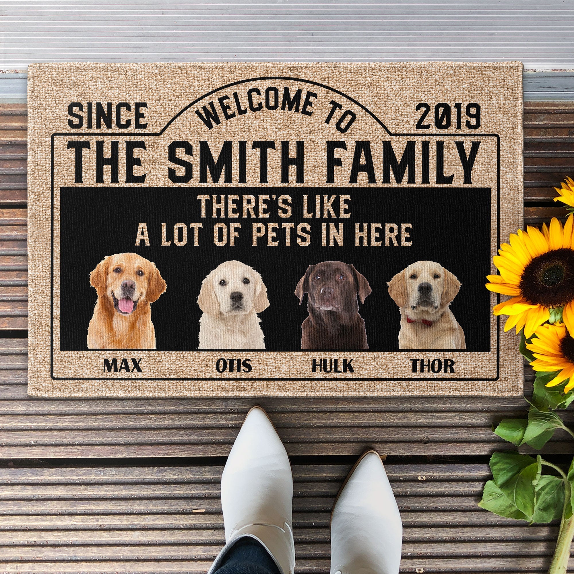 Personalized There's Like A Lot Of Pets In Here Dog Pet Doormat