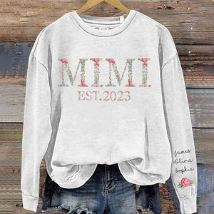 Personalized Grandma Mom Est. Floral Sweatshirt