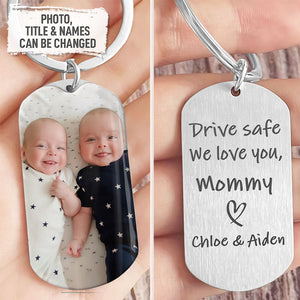 Personalized Drive Safe I Love You Baby Kid Photo Keychain