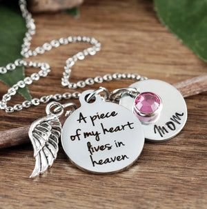 "A Piece Of My Heart"Personalized Birthstone Memorial Necklace