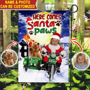 Here Comes Santa Paws Personalized Flag Christmas Gift Gift For Pet Lovers