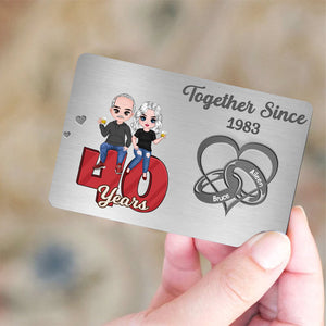 Doll Couple Heart Rings Gift For Him Personalized Metal Wallet Card