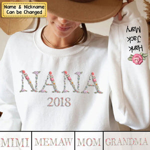 Personalized Grandma Mom Est. Floral Sweatshirt