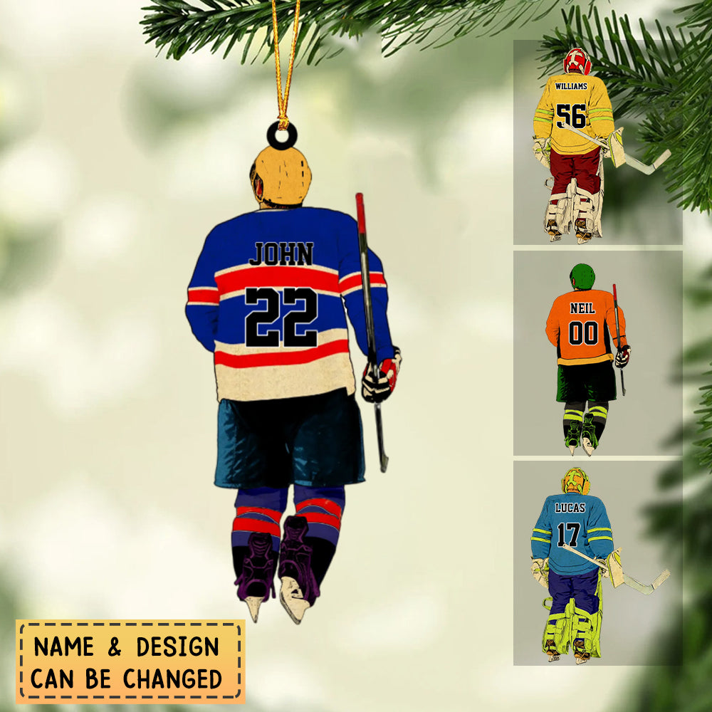 Custom Personalized Ice Hockey Acrylic Ornament, Hockey Gifts, Gifts For Hockey Players