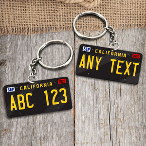 Personalized Black License Plate Acrylic Keychain