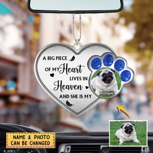 Personalized A Big Piece Of My Heart Lives In Heaven Memorial Heart Acrylic Ornament