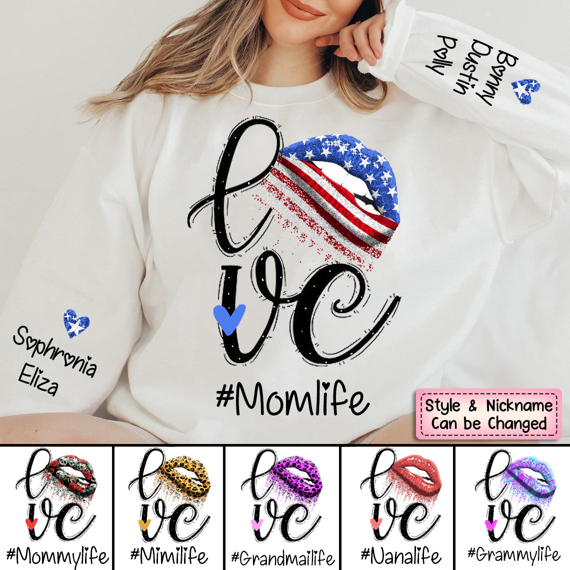 Personalized Love Grandma/Mom Life Lips Sweatshirt