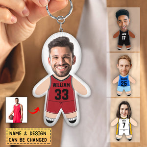 Custom Photo Basketball Team - Gift For Kids/Man - Personalized Doll Keychain