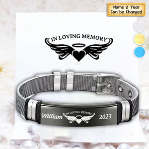 In Loving Memory - Memorial Gift For Family, Friend - Personalized Engraved Bracelet