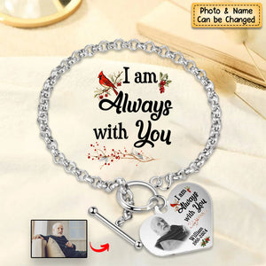 Personalized Cardinal Heart Bracelet - I'm Always With You - Memorial Gift