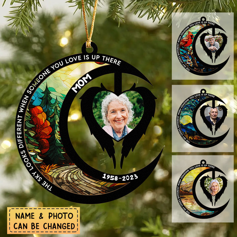 The Sky Looks Different When Someone You Love Is Up There - Personalized Memorial Photo Ornament