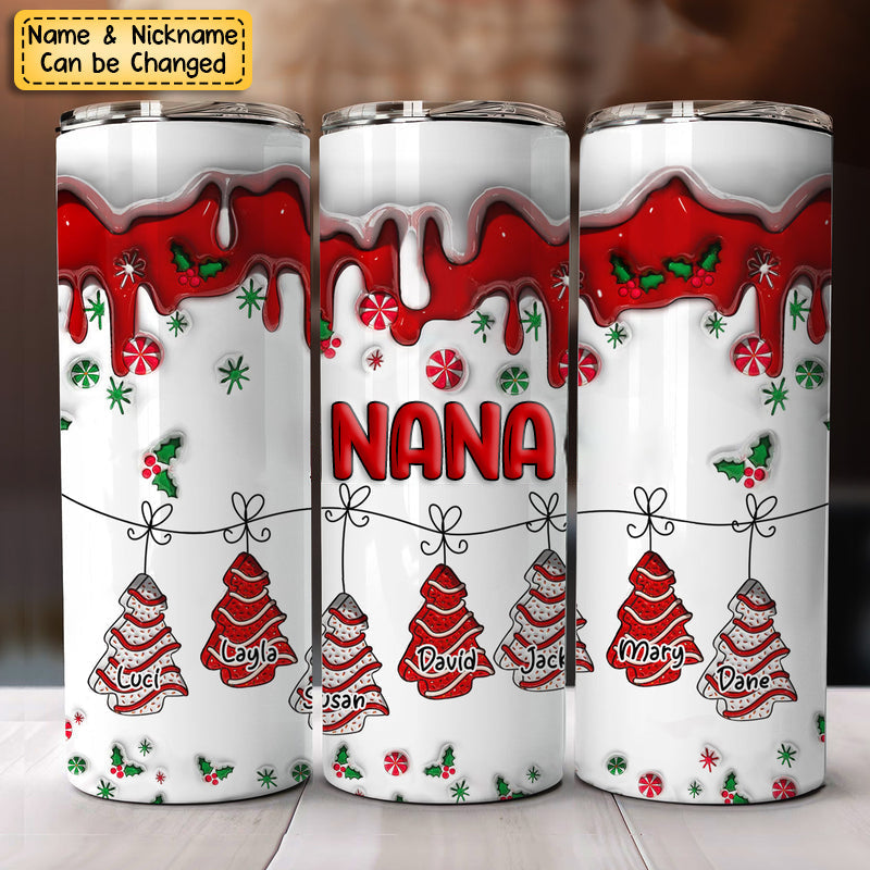 Christmas Tree Cakes Personalized Skinny Tumbler Gift For Grandma Mom