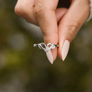 To My Daughter, S925 Silver I will be there for you Heart Gesture Ring