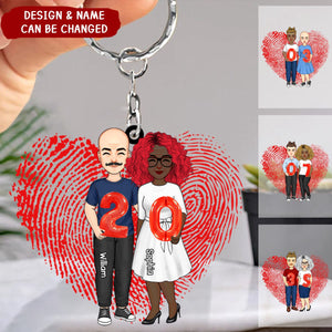 Couple Holding Balloons Anniversary Gift Personalized Acrylic Keychain