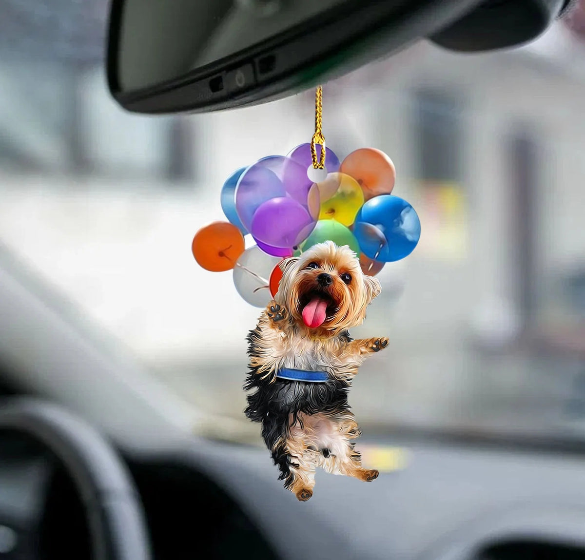 Personalized Photo Mica Ornament-Fly With Bubbles Car Hanging Ornament- For Dog Lover