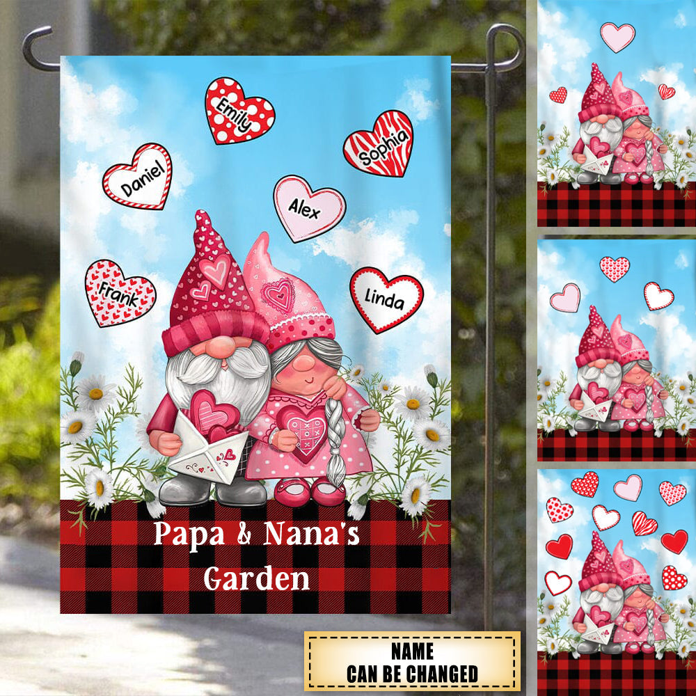Customized  Grandma Grandpa Hearts Family Gift Personalized Plaid Flag