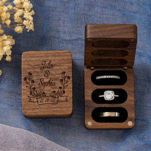 Personalized Wooden Ring Box Gift For Couples