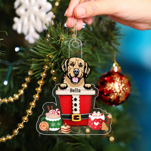 Personalized Christmas Dog Puppy Pet In Cup Acrylic Ornament