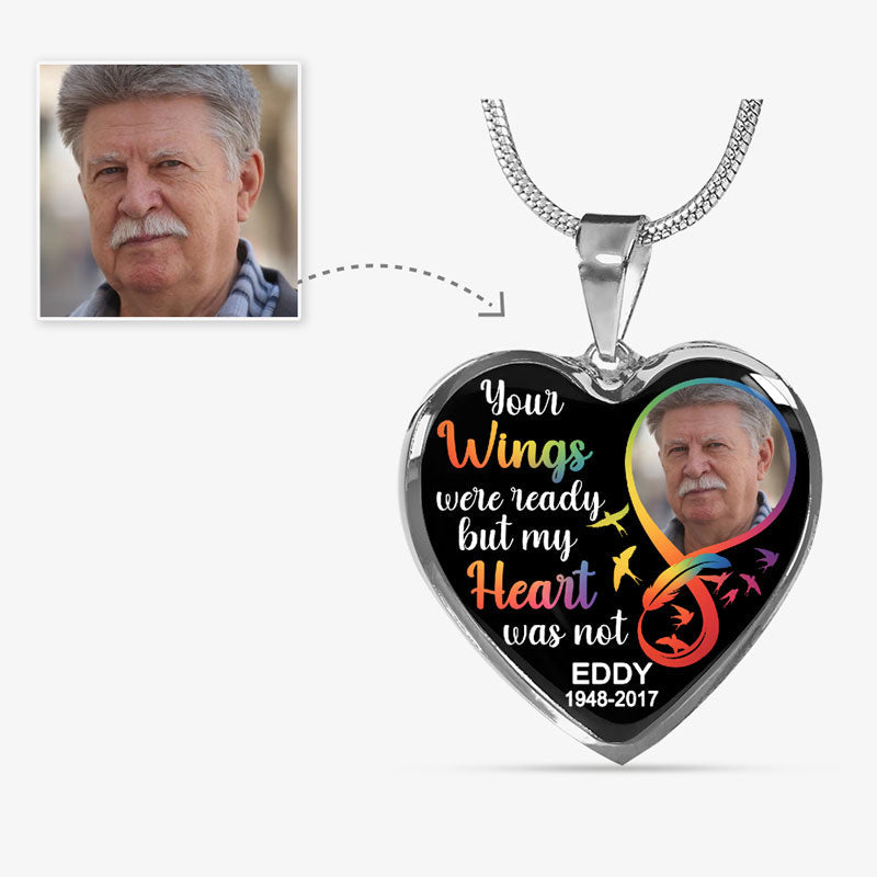 Personalized Your Wings Were Ready Necklace Custom Photo Heart Necklace